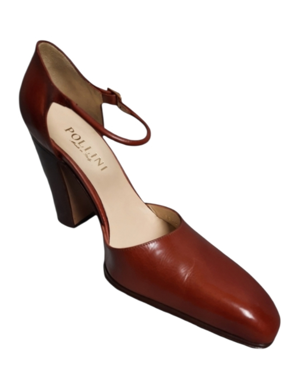 Pollini VTG Italian Leather Copper Strappy Heels SZ EU 37.5